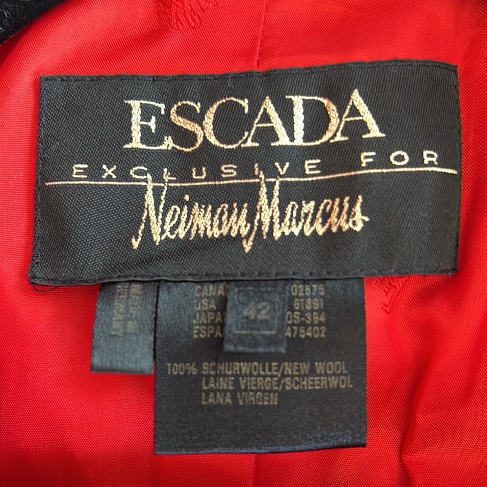 Escada For Neiman Marcus Red Double Breasted Wool… - image 2